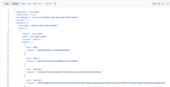 CycloneDX JSON on GitHub
