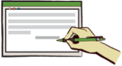 Illustration of someone writing on a webpage